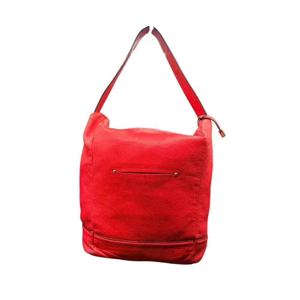 B Makowsky Red Pebbled Leather Hobo Shoulder Bag Gold Hardware